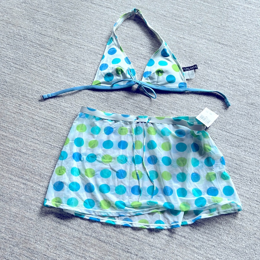 La Blanca triangle bikini top and sheer skirt